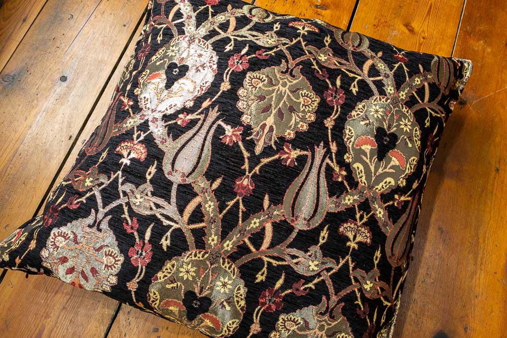 Medium Black Ottoman Turkish Tulip Cushion Cover 68x68cm